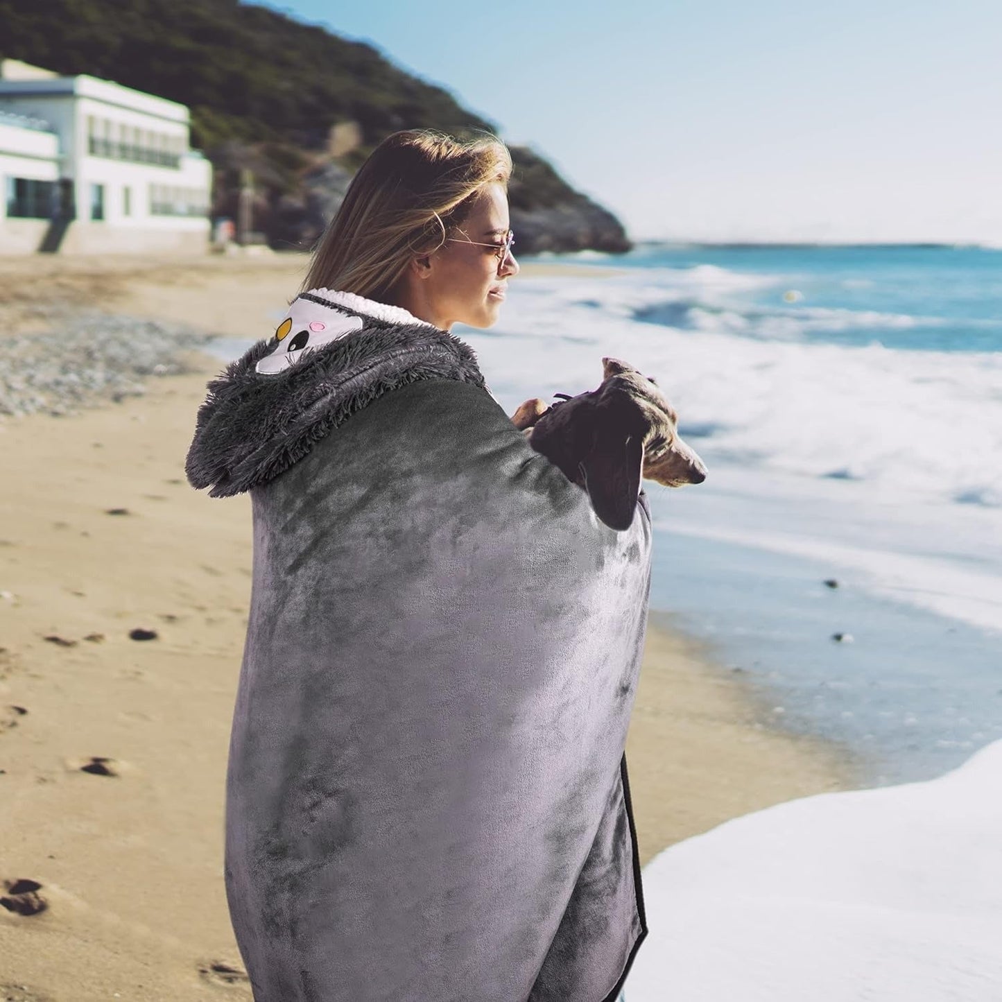 Penguin Hooded Wearable Blanket with Gloves-2