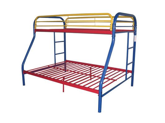 Twin Over Full Rainbow Metal Bunk Bed – Fun Kids Bedroom Furniture – Space Saving
