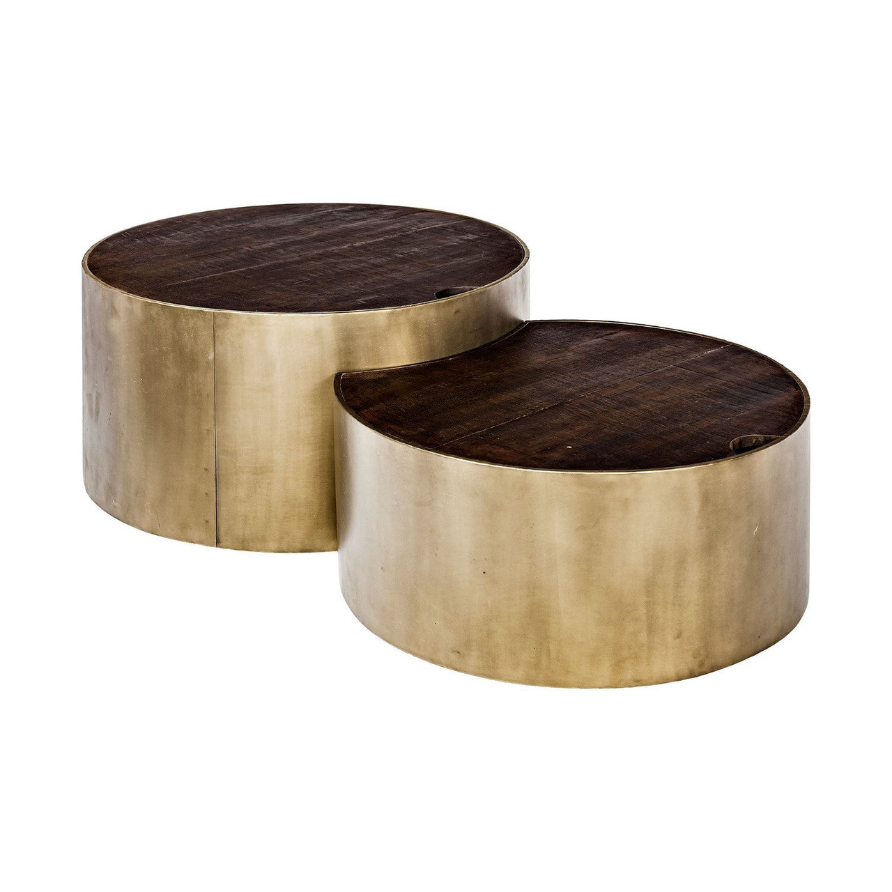 Round Wood Nesting Coffee Tables – Set of 2 – Living Room Accent Tables