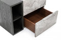 Grey Faux Marble Nightstand – Two Drawer Contemporary Bedside Table – Modern Bedroom