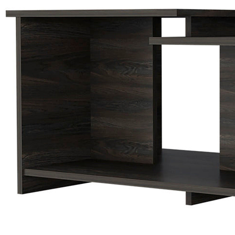 Espresso Wood Coffee Table with Lower Shelf – 35" Living Room Centre Table