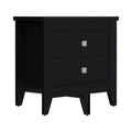 Black Two Drawer Faux Wood Nightstand – 24" Contemporary Bedside Table