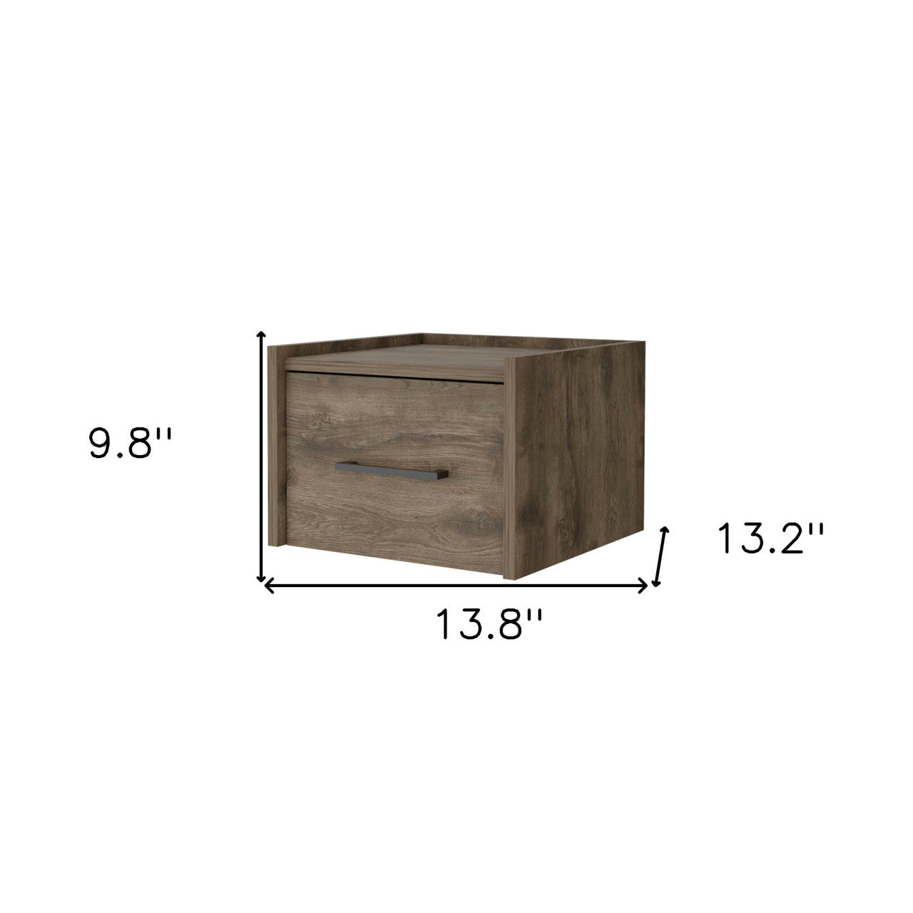 Brown One Drawer Floating Nightstand – Faux Wood Wall-Mounted Bedside Table – Small Bedroom