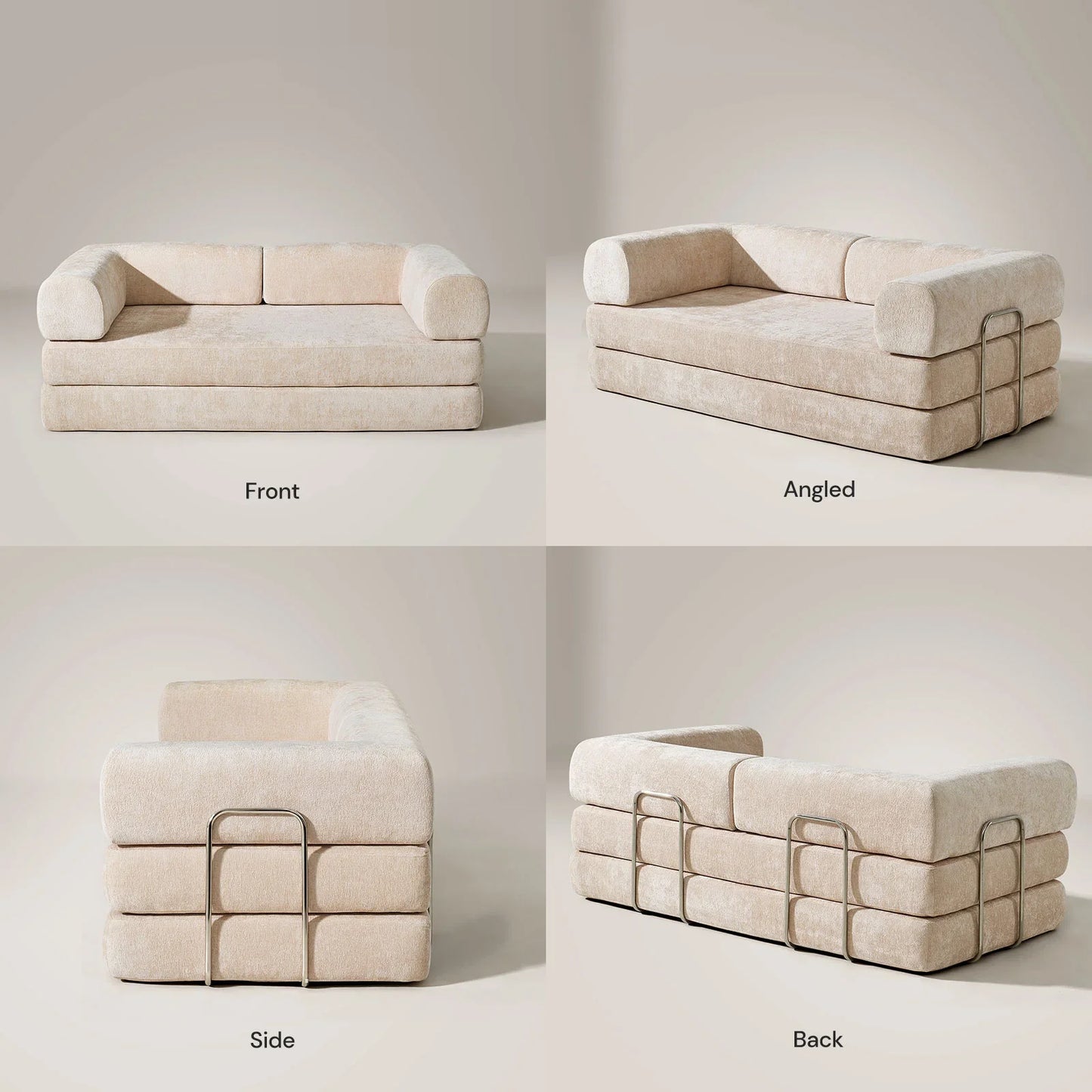 Hugo Cream Vacuum-Packed Convertible Sofa Bed-3