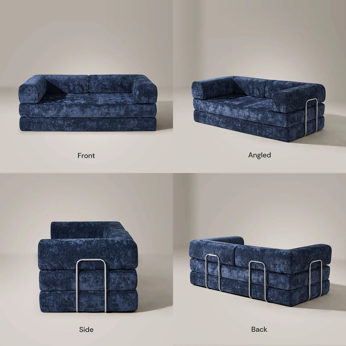 Hugo Navy Blue Vacuum-Packed Convertible Sofa Bed-3