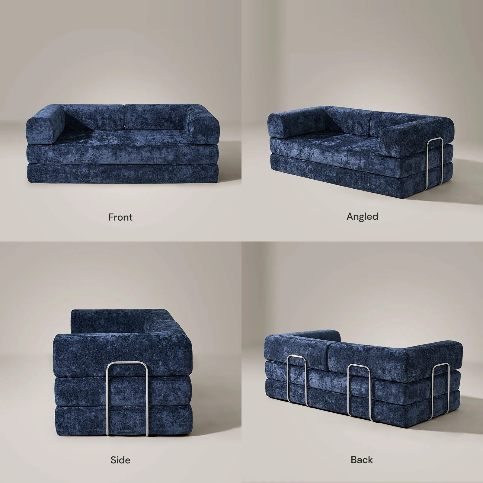 Hugo Navy Blue Vacuum-Packed Convertible Sofa Bed-3