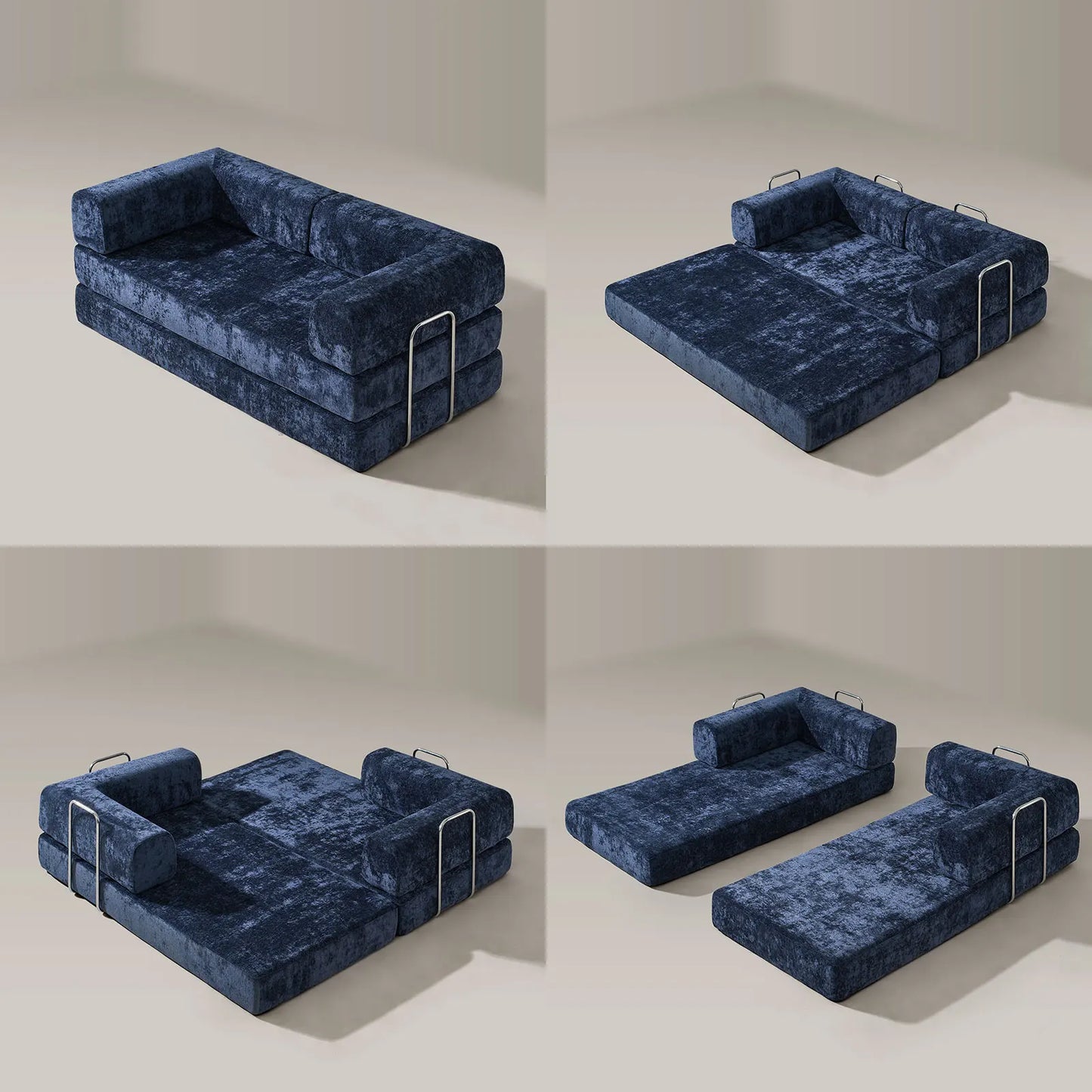 Hugo Navy Blue Vacuum-Packed Convertible Sofa Bed-4