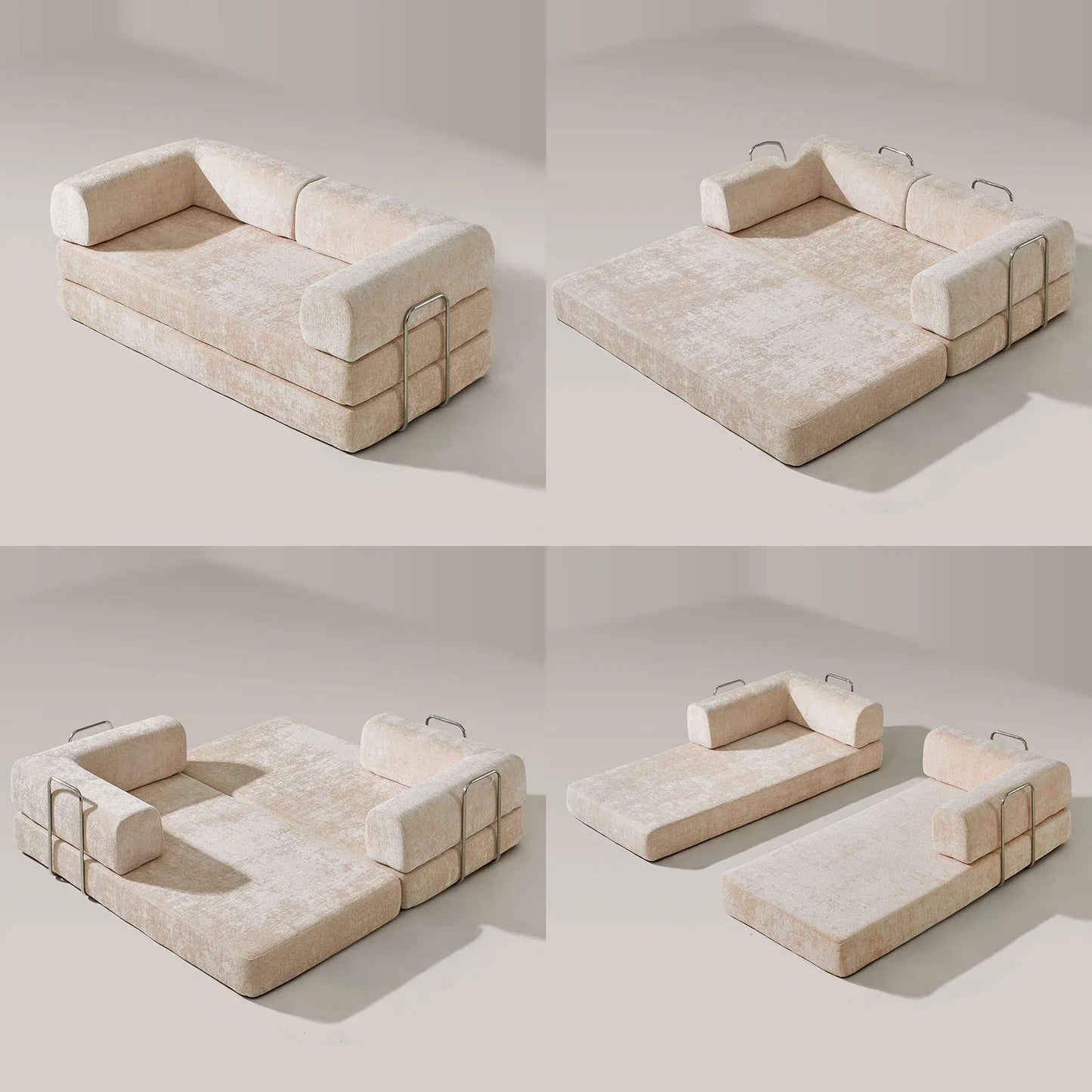 Hugo Cream Vacuum-Packed Convertible Sofa Bed-4
