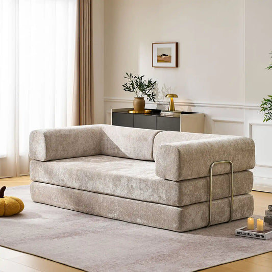 Hugo Khaki Vacuum-Packed Convertible Sofa Bed-0