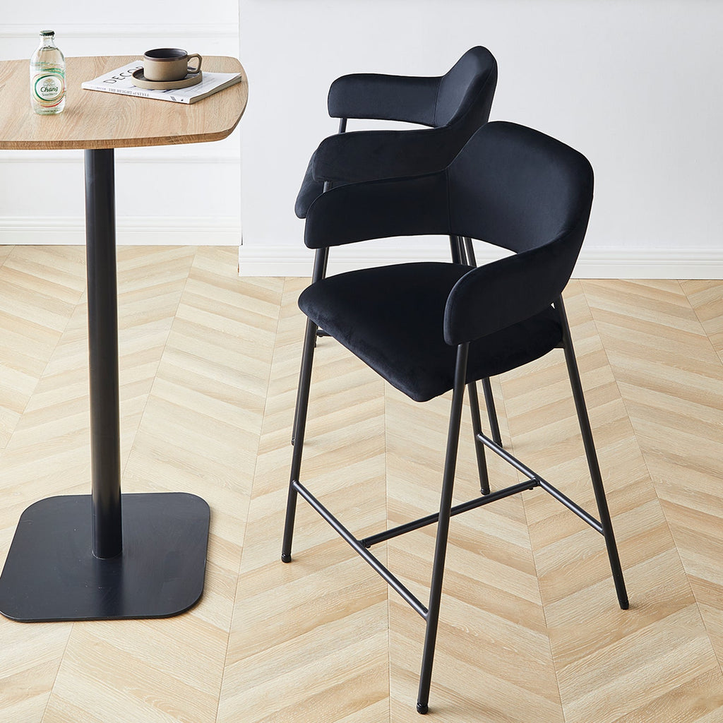 Lukka Velvet Bar Stool [65cm][Set of 2]