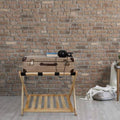 Solid Wood Luggage Rack with Bottom Storage Shelf – Natural & Black – Bedroom & Guest Room