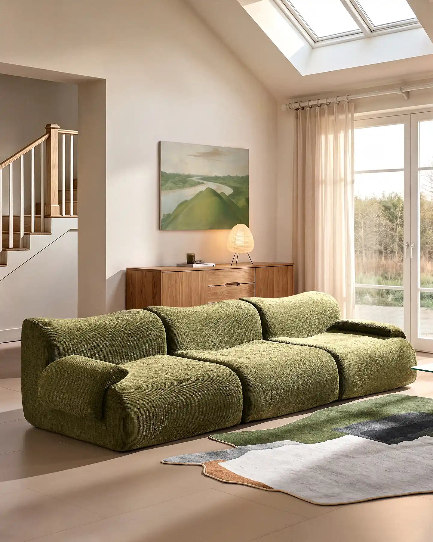 Nola Green Chenille Vacuum-Packed Modular Sofa [Pre-Order]-3