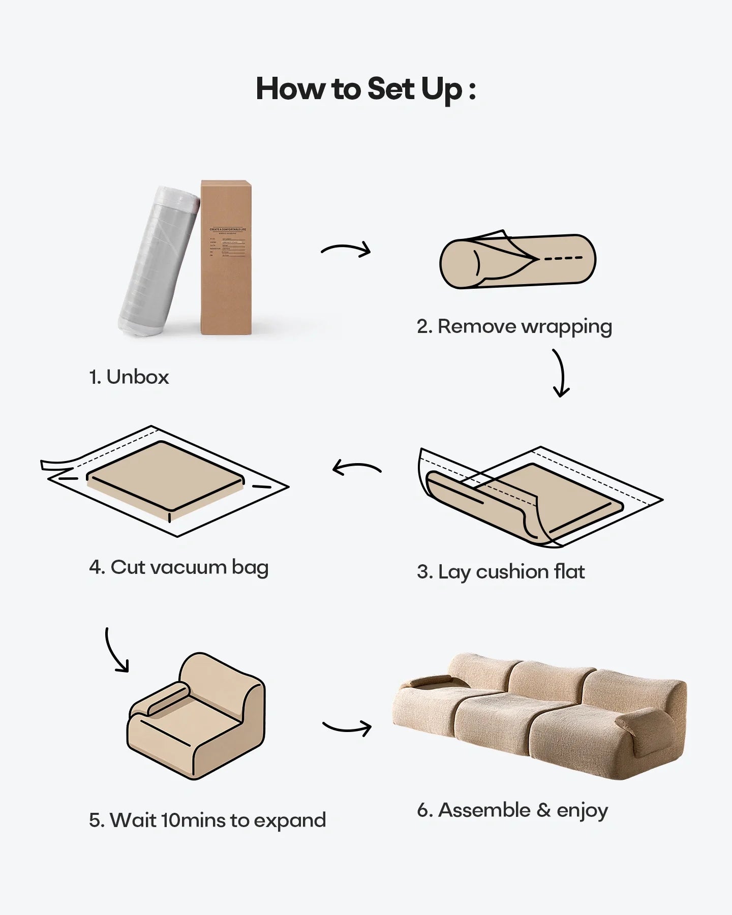 Nola Khaki Chenille Vacuum-Packed Modular Sofa [Pre-Order]-2