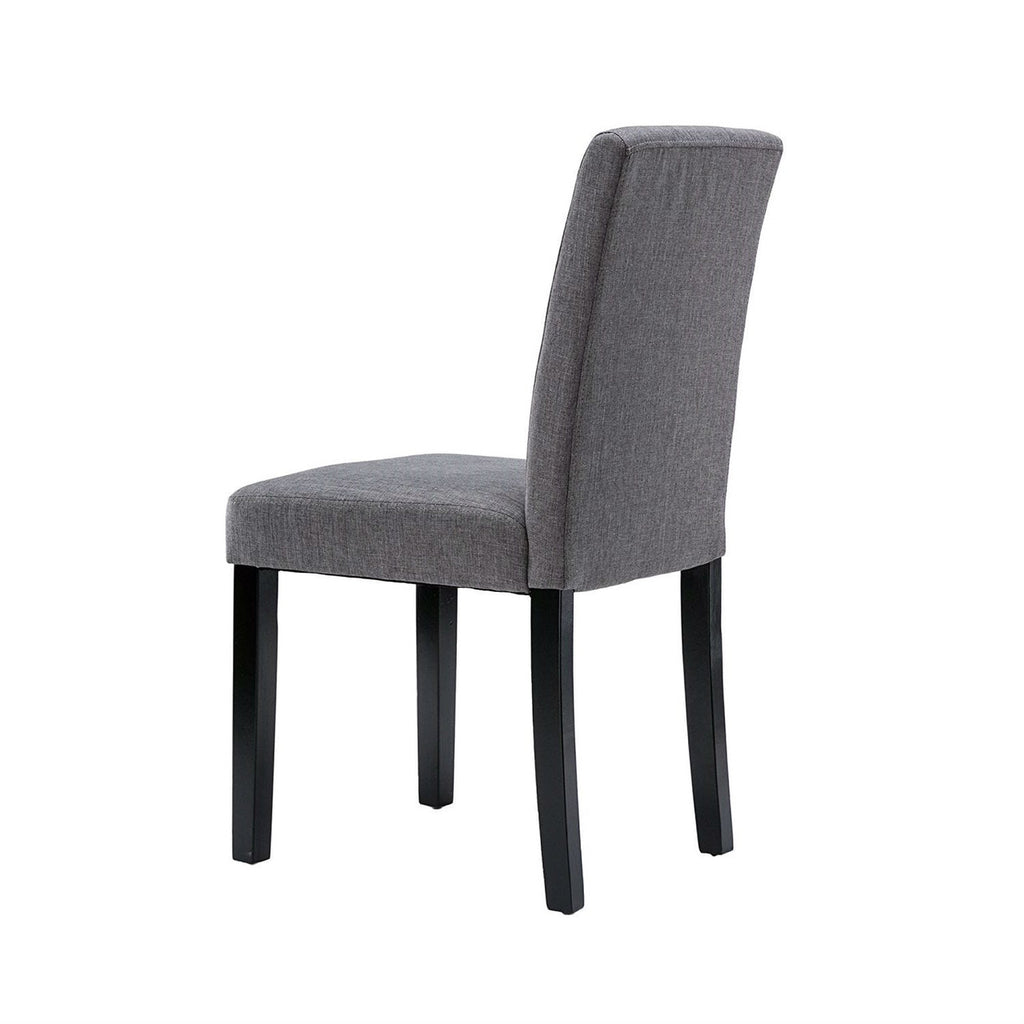 Grey Fabric Dining Chairs with Black Wood Legs – Set of 2 – Modern Dining Room