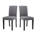 Grey Fabric Dining Chairs with Black Wood Legs – Set of 2 – Modern Dining Room