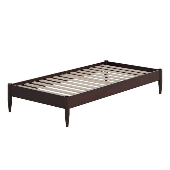 Twin XL Victorian Style Solid Hardwood Platform Bed – Espresso – Classic Bedroom