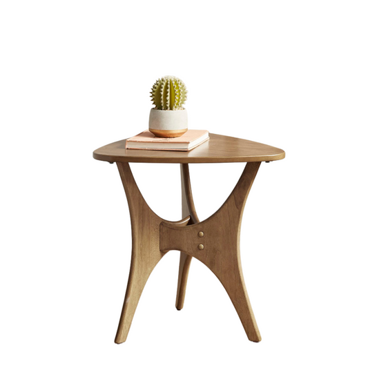 Triangular Geometric Wood Side Table – Unique Accent Piece for Living Room or Bedroom