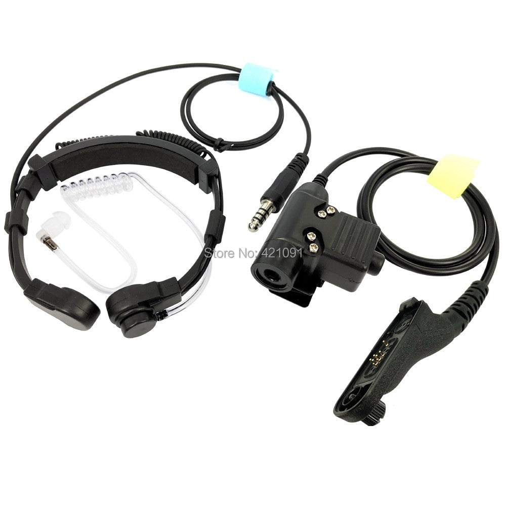 Tactical Heavy Duty Headset Neck Throat Mic U94 PTT