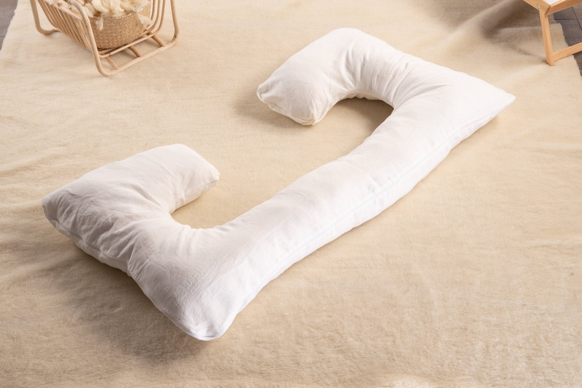 The woolland Organic Linen  Pregnancy Pillow, C Shaped-2