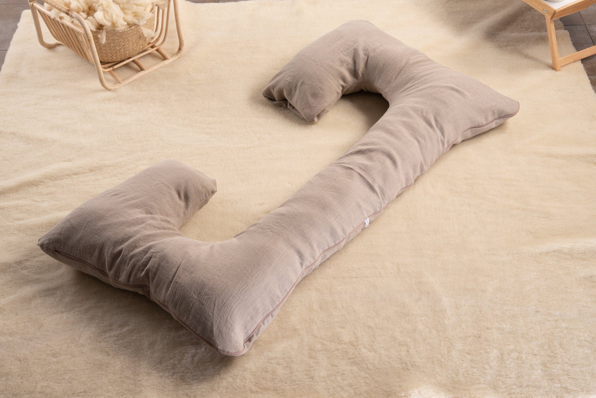 The woolland Organic Linen  Pregnancy Pillow, C Shaped-1