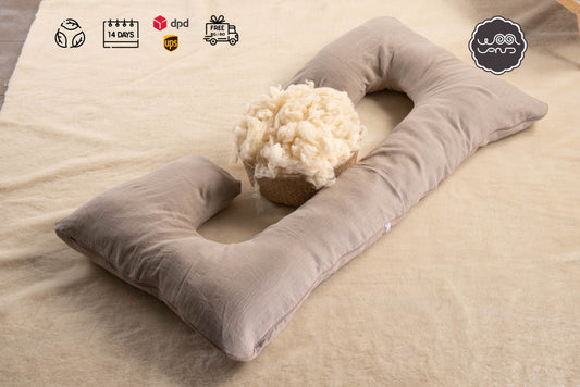 The woolland Organic Linen  Pregnancy Pillow, C Shaped-0