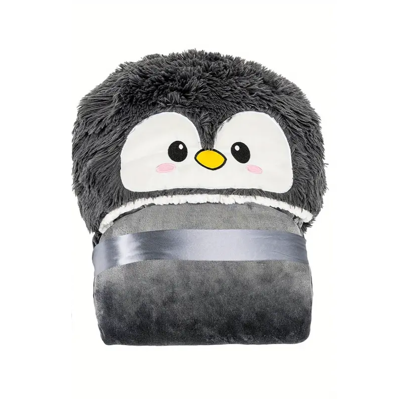Penguin Hooded Wearable Blanket with Gloves-0